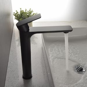 Vessel Sink Faucet Modern Waterfall Single Handle Single Hole Bathroom Faucets Mixer Tap in Matte Black