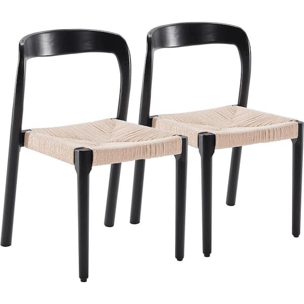 Lirago Black Wood Stackable Dining Room Chair (Set of 2)