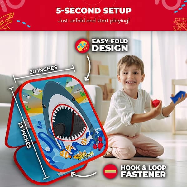 SWOOC Shark Frenzy 2-in-1 Bean Bag Toss Game for Kids with Carry