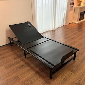 31.89 in. W Black Adjustable Metal Bed Frame Twin XL Platform Bed with Independent Head and Foot Incline