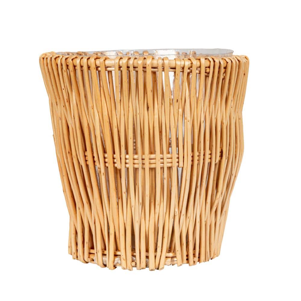 Natural Handwoven Willow Waste Basket with Removable Liner