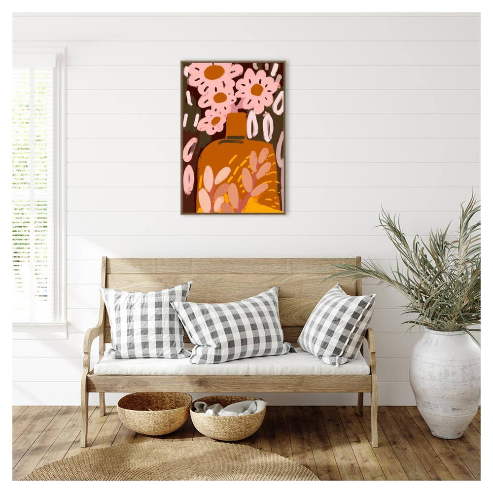33"x23" Pastel Floral Abstract Canvas Print with Bronze Frame