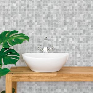 Mosaic Tiles Grey Wallpaper Sample