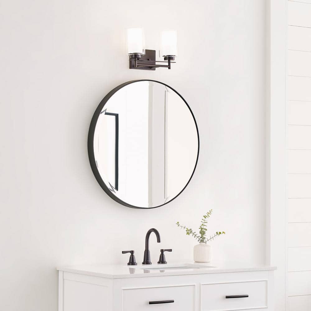 Elmwood Park Satin Etched Glass 2-Light Bronze Wall Sconce
