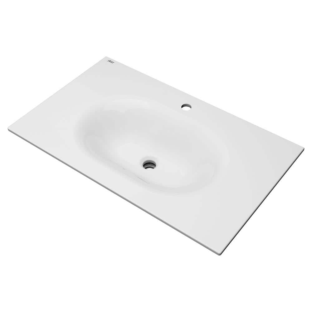 Studio S 33-Inch White Ceramic Rectangular Drop-In Bathroom Sink
