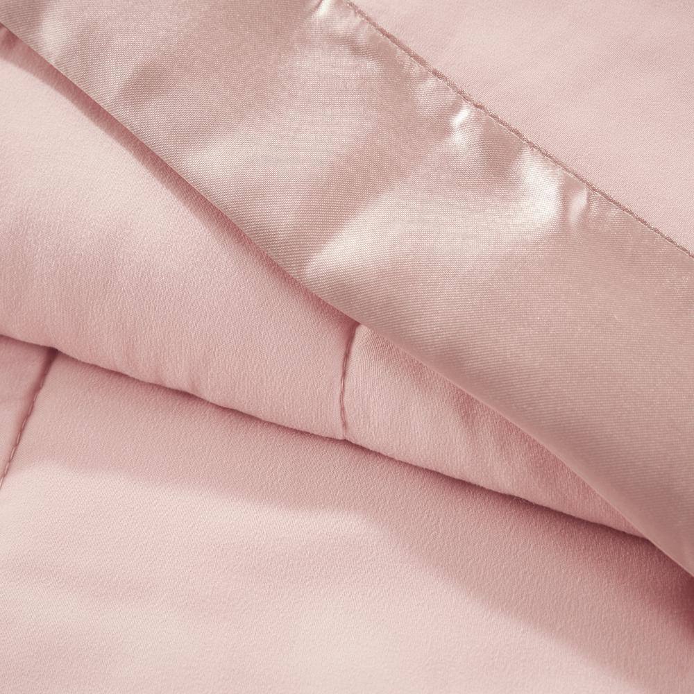 Twin Pink Down Alternative Blanket with Satin Trim