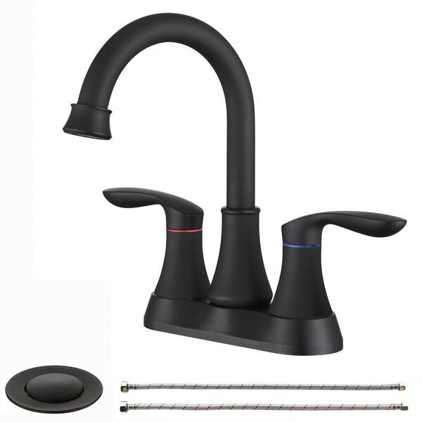 Tahanbath 4 in. Centerset Double Handle High Arc Bathroom Faucet with ...