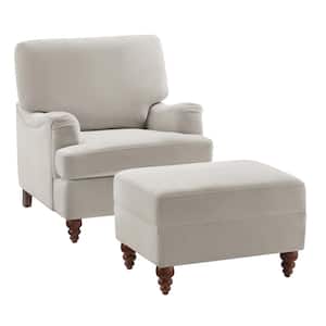 Clarendon Sea Oat Polyester Fabric Arm Chair and Ottoman