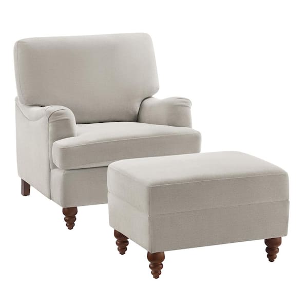 Clarendon Sea Oat Polyester Fabric Arm Chair and Ottoman