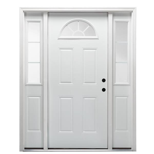 MMI Door 64.5 in. x 81.75 in. Internal Grilles Left-Hand Inswing 1/4-Lite Clear Painted Steel Prehung Front Door with Sidelites