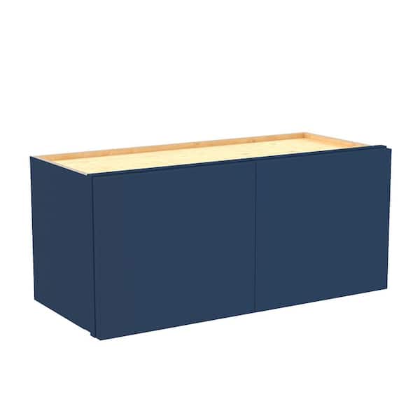 Hargrove 24 in. W x 12 in. D x 12 in. H Assembled Plywood Wall Bridge Kitchen Cabinet in Vessel Blue with Soft Close