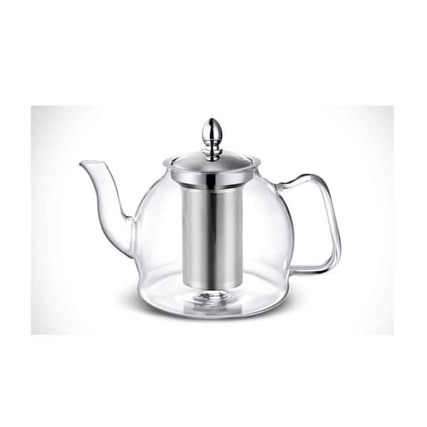 6-Cups Glass Teapot with Stainless Steel Infuser, Stovetop Safe Tea Kettle, Blooming and Loose-Leaf Tea Maker