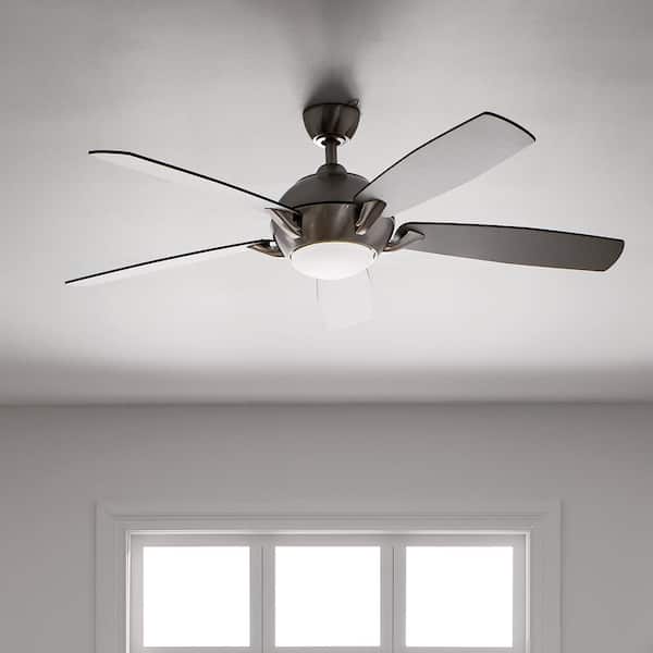 Geno 54 in. Indoor Brushed Stainless Steel Downrod Mount Ceiling Fan with Integrated LED with Remote Control Included