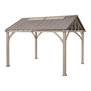 Lindmoore 11 ft. x 13 ft. Taupe Pitched Roof Hard Top Gazebo