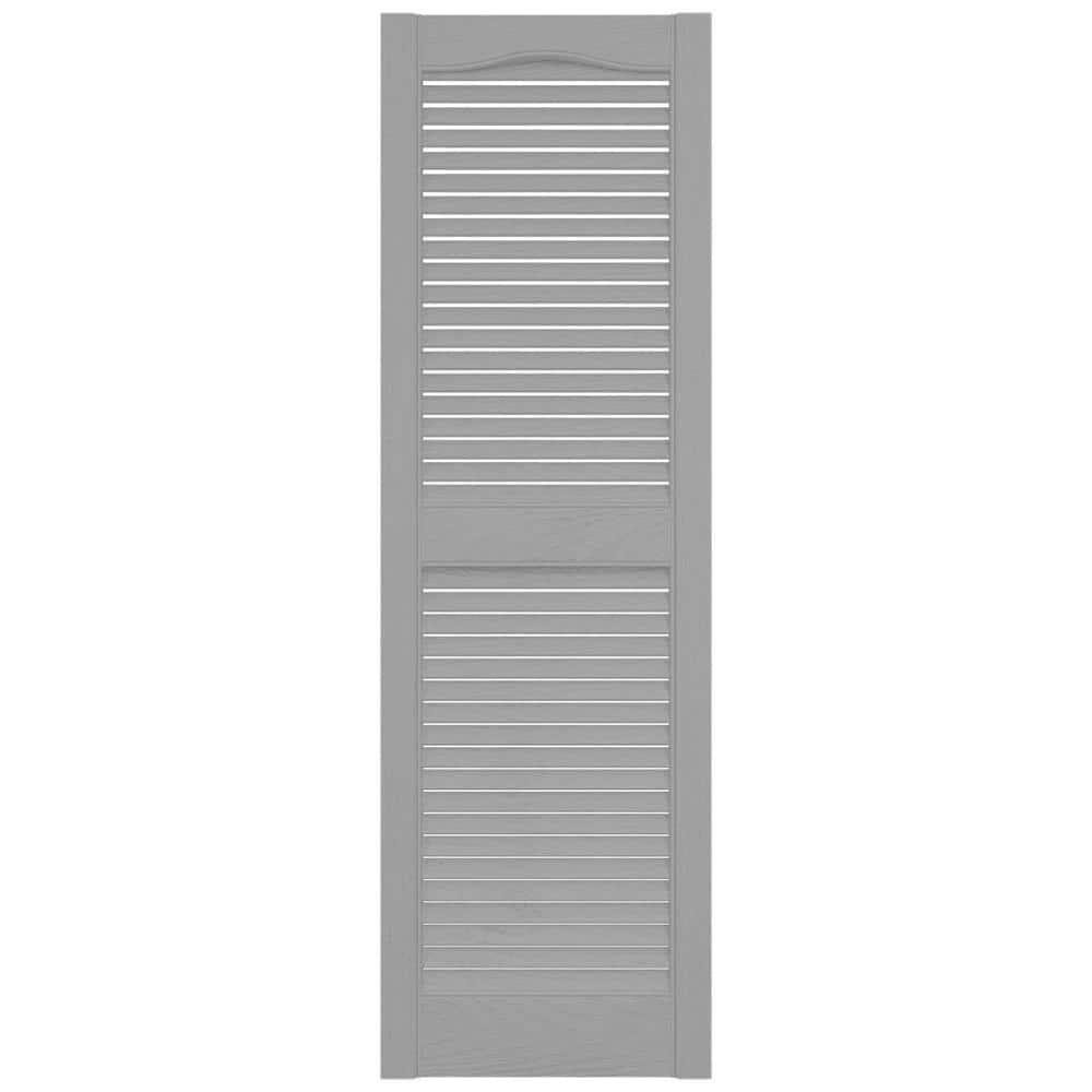 43" Beige Vinyl Louvered Decorative Shutters Pair