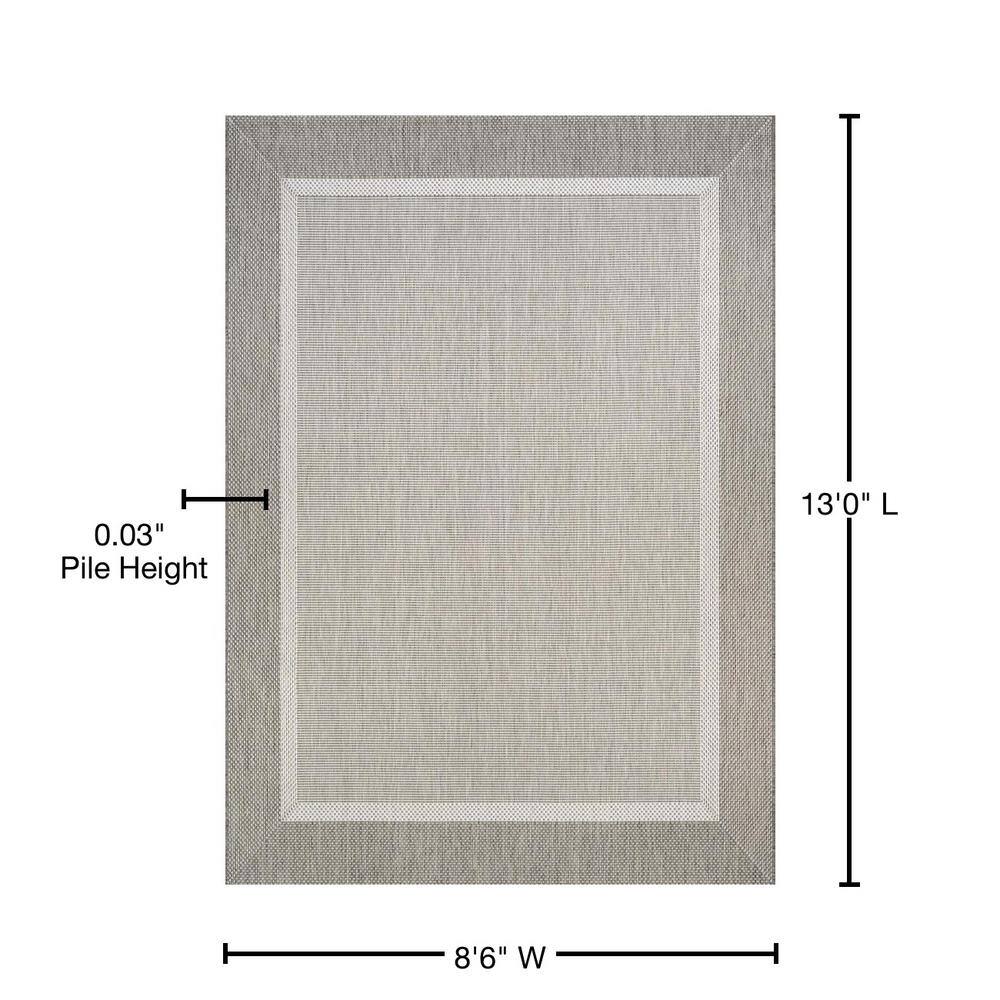 Champagne-Taupe Synthetic Rectangular 9' x 13' Easy-Care Outdoor Rug