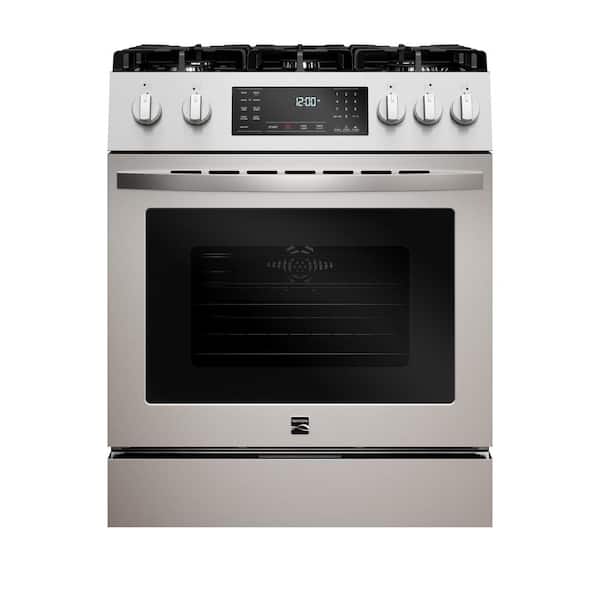 30 in. 4.8 cu. ft. 5 Burners Front-Control Gas Range in Stainless Steel with Air Fry