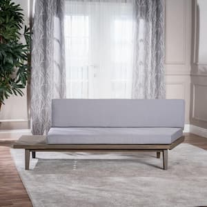 Reginald Grey Wood Outdoor Left Sided Sofa with Grey Cushion