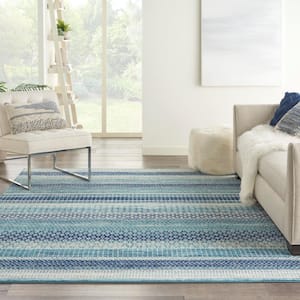 Passion Navy Blue 9 ft. x 12 ft. Geometric Contemporary Area Rug