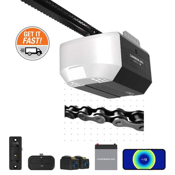 1/2 HP Smart Chain Drive Garage Door Opener with Battery Backup