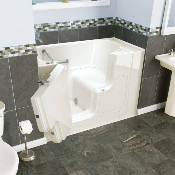 American Standard - Gelcoat Value Series 52 in. x 30 in. Left Hand Walk-In Air Bathtub with Outward Opening Door in Linen