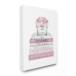 16 in. x 20 in. "Fashion Designer Flower Bookstack Pink White WaterColor" by Amanda Greenwood Canvas Wall Art