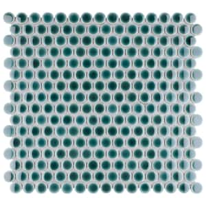 Hudson Penny Round Emerald 12 in. x 12-5/8 in. Porcelain Mosaic Tile (10.7 sq. ft./Case)