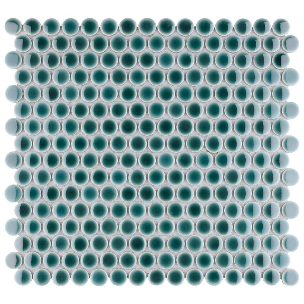 Hudson Penny Round Emerald 6 in. x 6 in. Porcelain Mosaic Take Home Tile Sample price history on PriceWatchPro