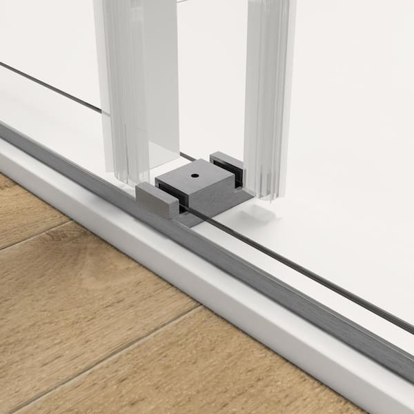 Unbranded - 60 in. W x 76 in. Double Sliding Frameless Shower Door in Brushed Nickel Without Buffer