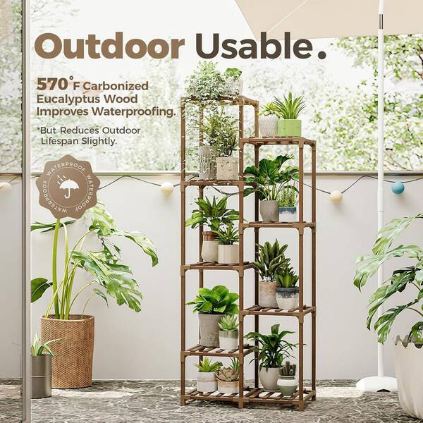 H.W.F PLANTER STAND”HIGH“ Wood Plant Stand Indoor (23.6 in. H x 54. 5 in. H) Tall Plant