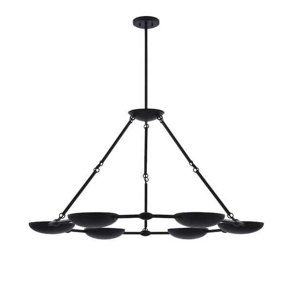 George Kovacs Undertas 6-Light Textured Black Statement Chandelier for Dining Room, Kitchen or Living Room with No Bulbs Included