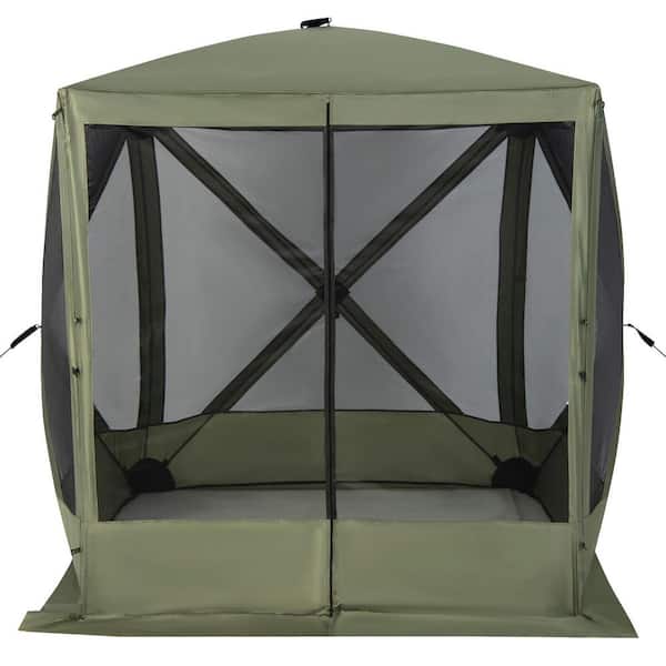 ANGELES HOME 6.7 ft. x 6.7 ft. Green Pop Up Gazebo with Netting and Carry Bag
