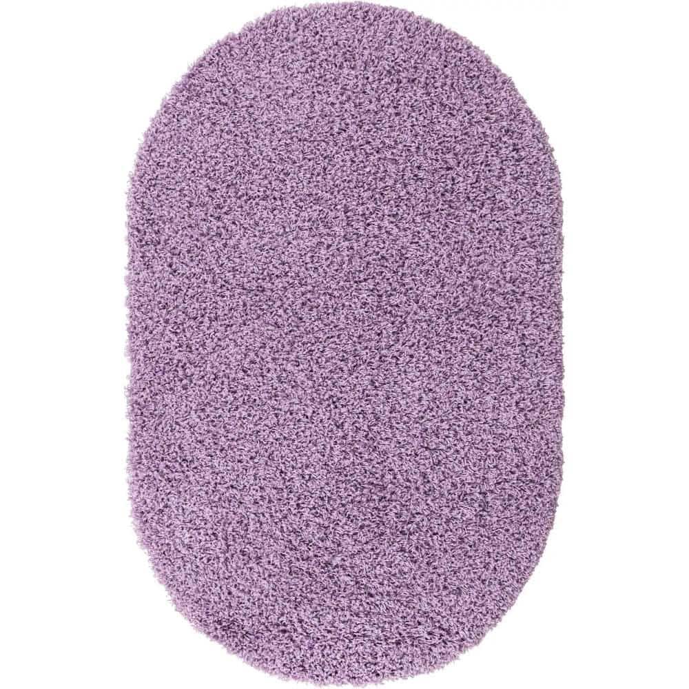 Solid Shag Collection Area Rug (3 ft. 1 in. x 5 ft. 3 in. Oval Lilac) price history on PriceWatchPro