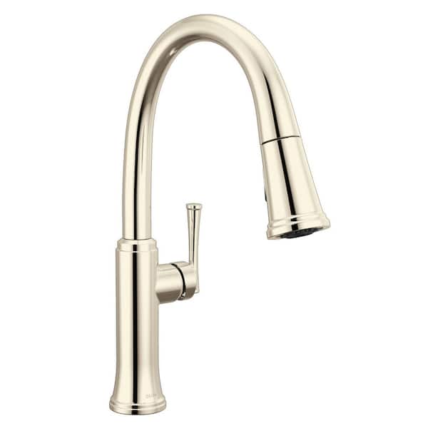 Eldridge Polished Nickel 16.81 in. H Pull Down Sprayer Kitchen Faucet with 360 Degree Spout Swivel