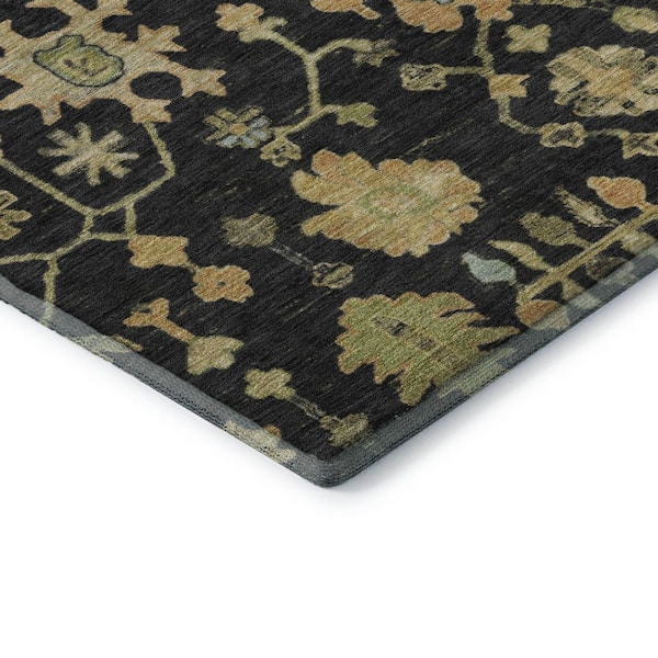 Mayfield Premium Machine Washable Abstract AMF1930 Black 2 ft. x 7 ft. Runner Rug