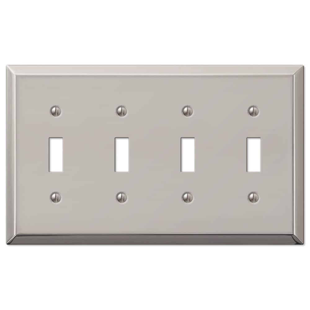 Polished Nickel 4-Gang Steel Toggle Wall Plate