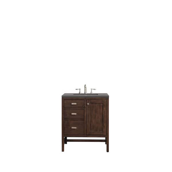 James Martin Vanities Addison 30 in. W x 23.5 in.D x 35.5 in. H Single Vanity in Mid Century Acacia with Quartz Top in Grey Expo