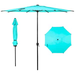 Lyon 11 ft. Steel Market Solar Horizontal Tilt Patio Umbrella in Light Blue