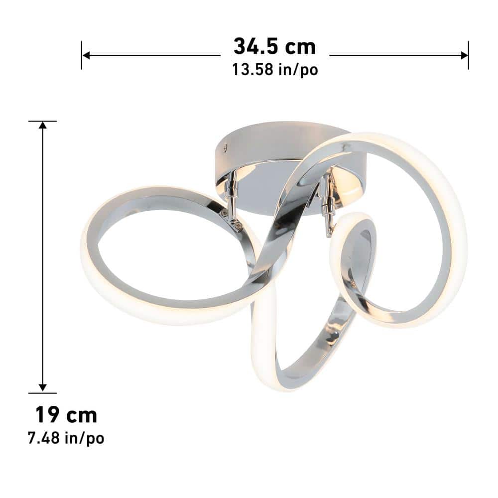 Swirl Chrome Abstract LED Semi Flush Mount Ceiling Light