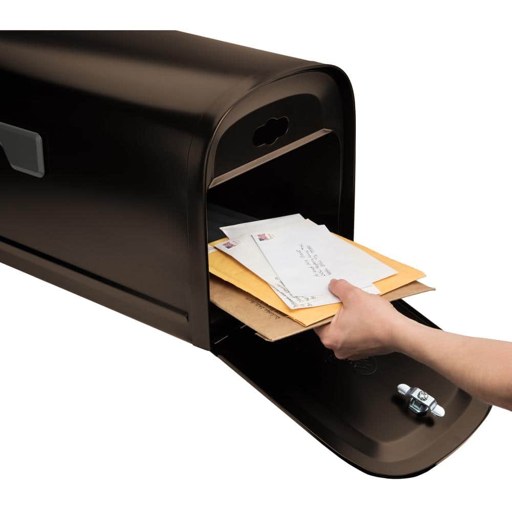 Large Rubbed Bronze Steel Locking Post Mount Mailbox