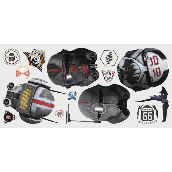 RoomMates Red and Grey and Orange Bad Batch Helmets Peel and Stick Giant Wall Decal