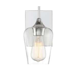 Octave 4.87 in. W x 9.5 in. H 1-Light Polished Chrome Wall Sconce with Clear Glass Shade