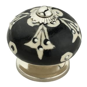 Blacko 1-3/5 in. (41 mm) Black and Cream Cabinet Knob