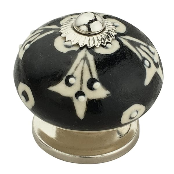 Mascot Hardware Blacko 1-3/5 in. (41 mm) Black and Cream Cabinet Knob