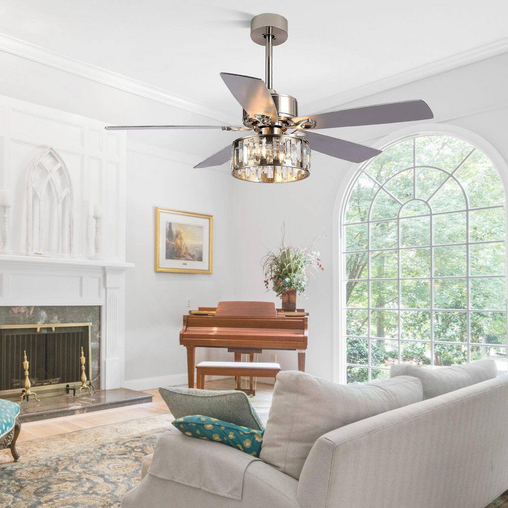 Buy Sergio 52 in. Indoor Crystal Satin Nickel Ceiling Fan with Remote