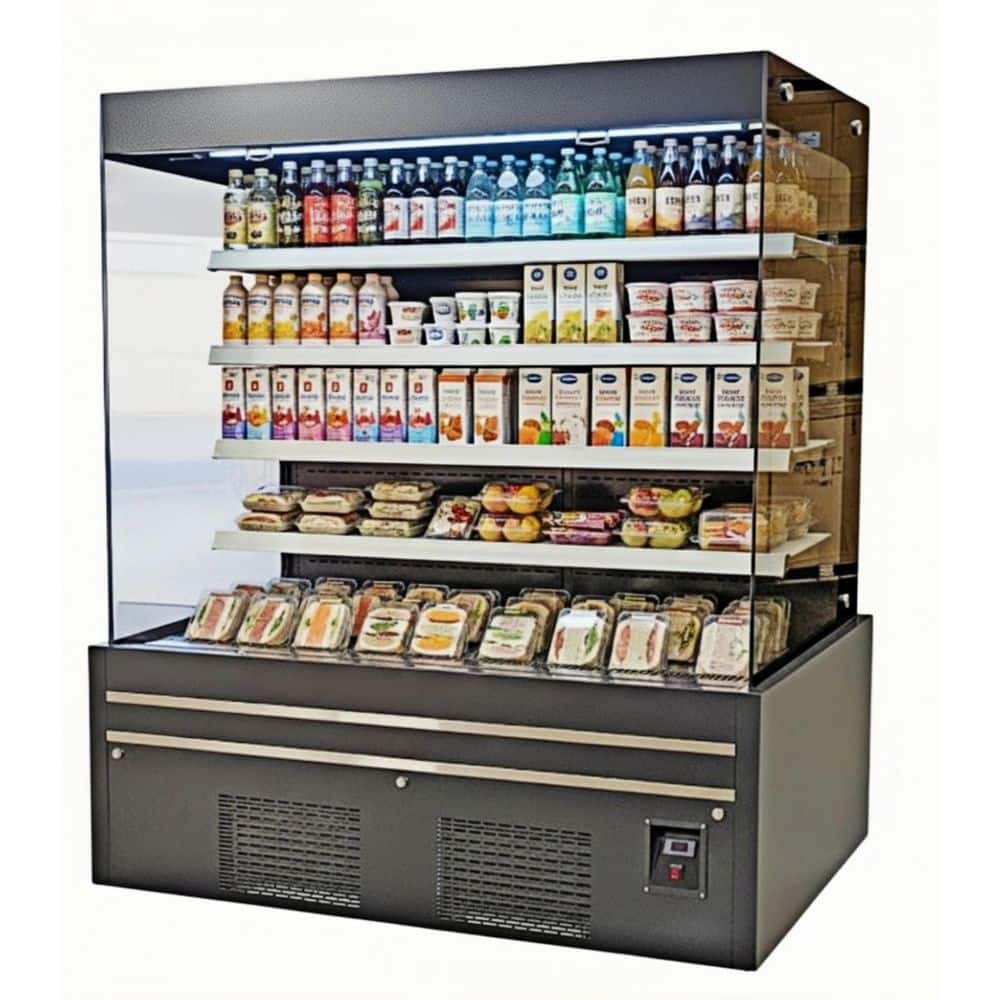 72 in. W 41 cu. ft. Commercial Open Air Merchandiser Refrigerator-Black-Coated Stainless Steel