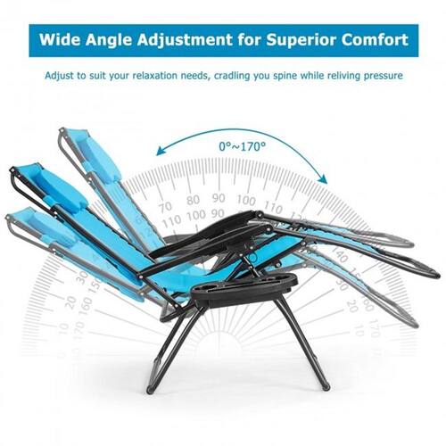 Folding Recliner Lounge Chair with Shade Canopy Cup Holder in