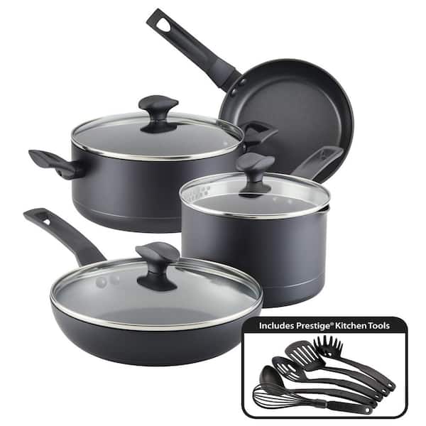 Black Farberware 12-Piece Easy Clean Nonstick Pots and Pans/Cookware Set 