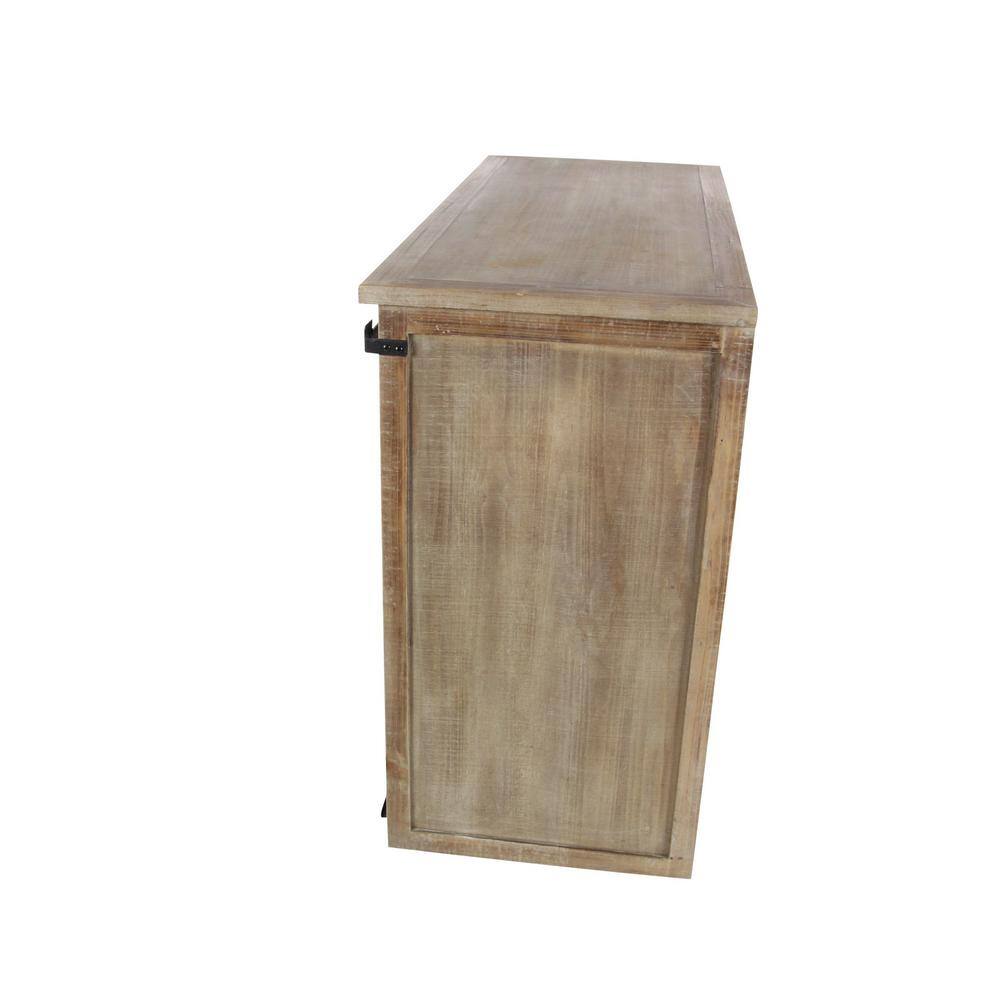Brown Fir Wood Rustic Cabinet with Drawers and Sliding Door
