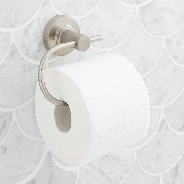 SIGNATURE HARDWARE Lexia Wall Mounted Toilet Paper Holder in Brushed Nickel